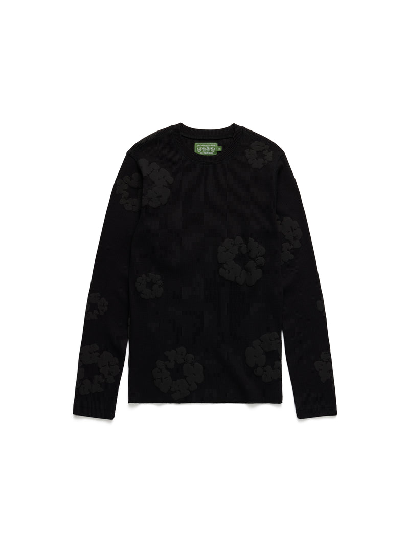 Cotton Wreath Thermal Long Sleeve Black Mono