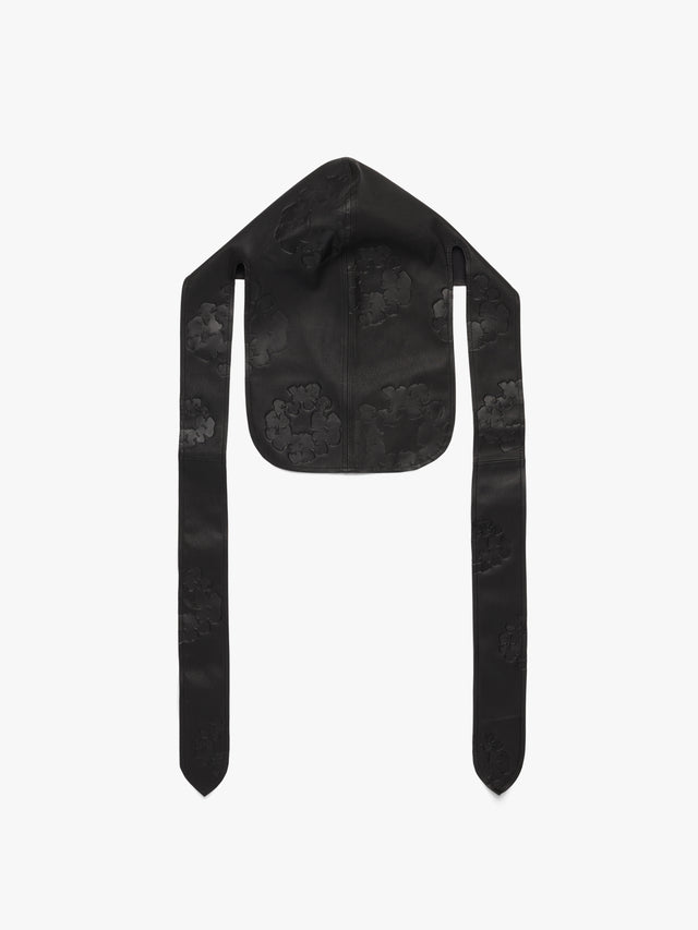 Cotton Wreath Leather Durag Black