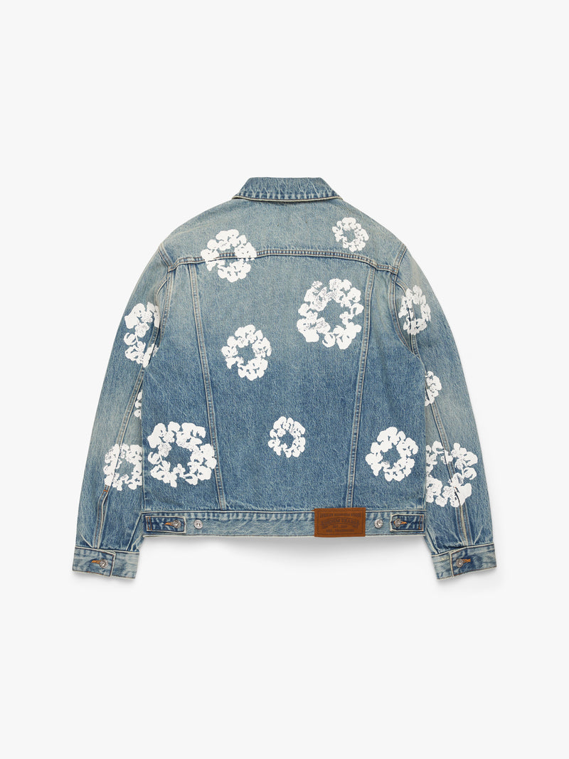Cotton Wreath Denim Jacket Light Wash