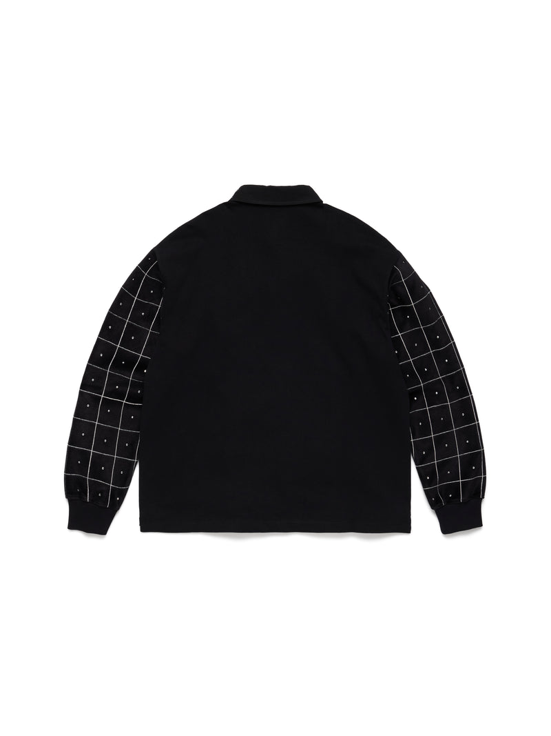 NAACP Velvet Studded Long Sleeve Polo Black