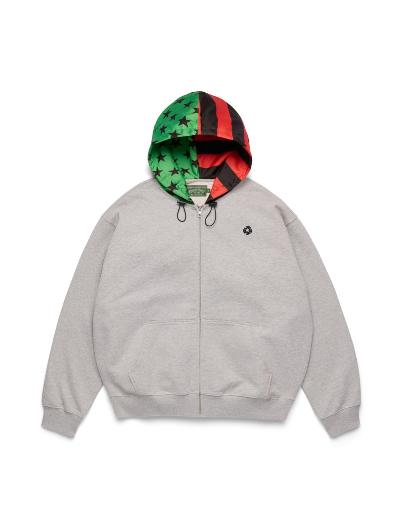 Pan African Peace Wreath Zip Up Hoodie Grey