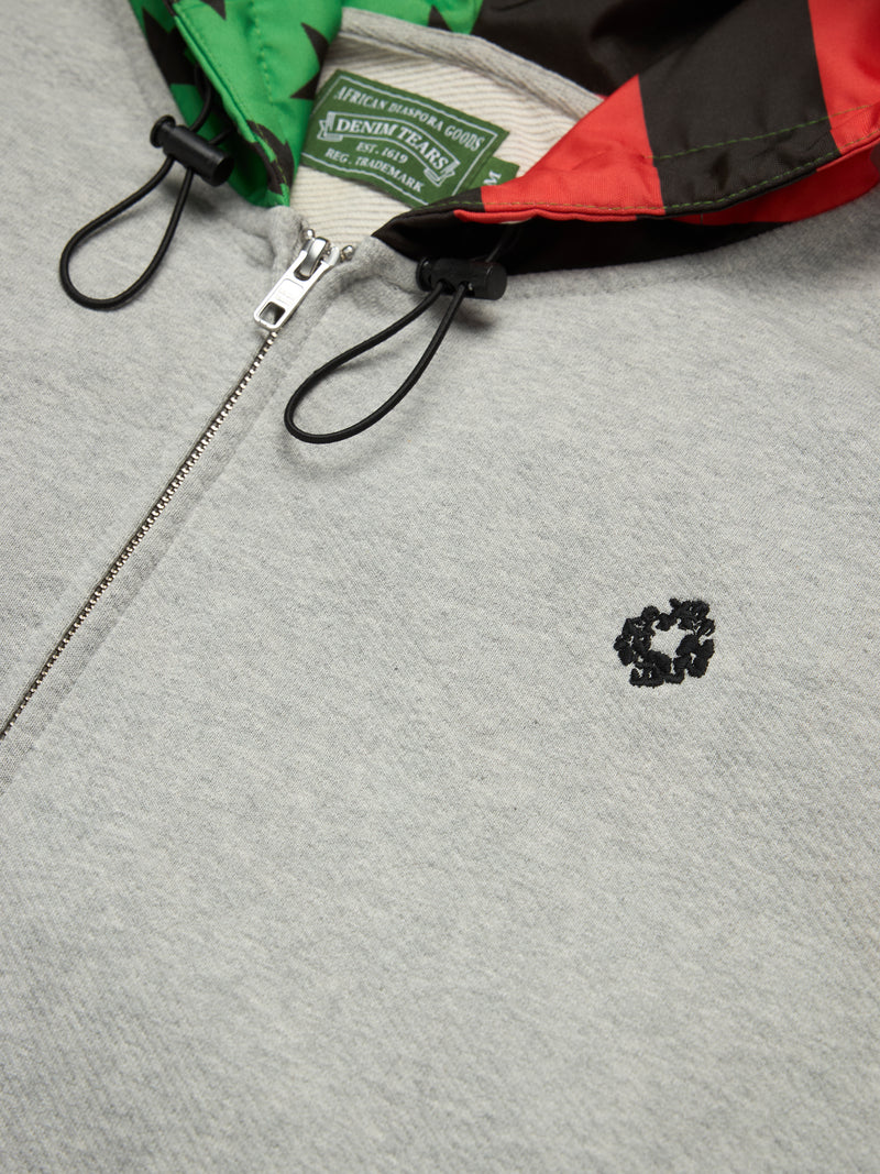 Pan African Peace Wreath Zip Up Hoodie Grey