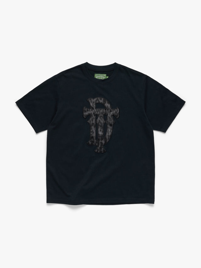 Faux Fur Leopard Tee Black
