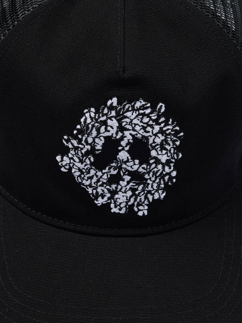 Peace Wreath Trucker Hat Black
