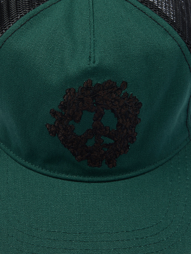 Peace Wreath Trucker Hat Green