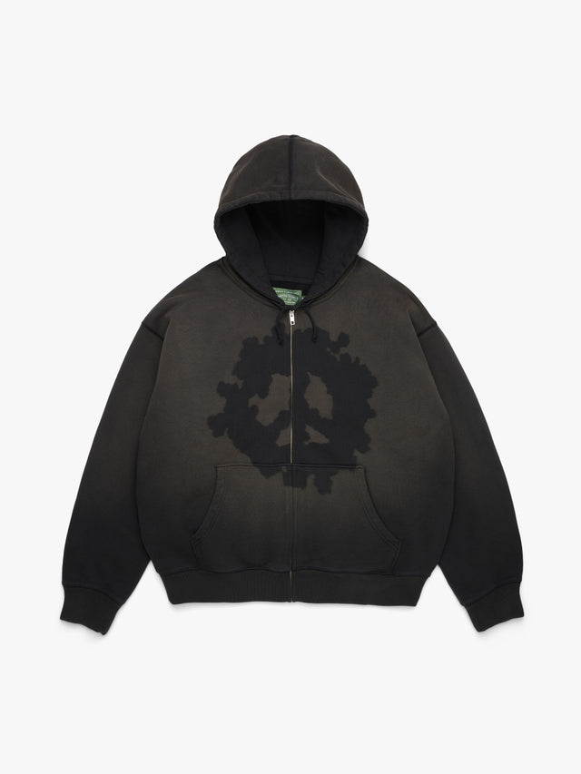 Peace Wreath Knockout Zip Hoodie Black