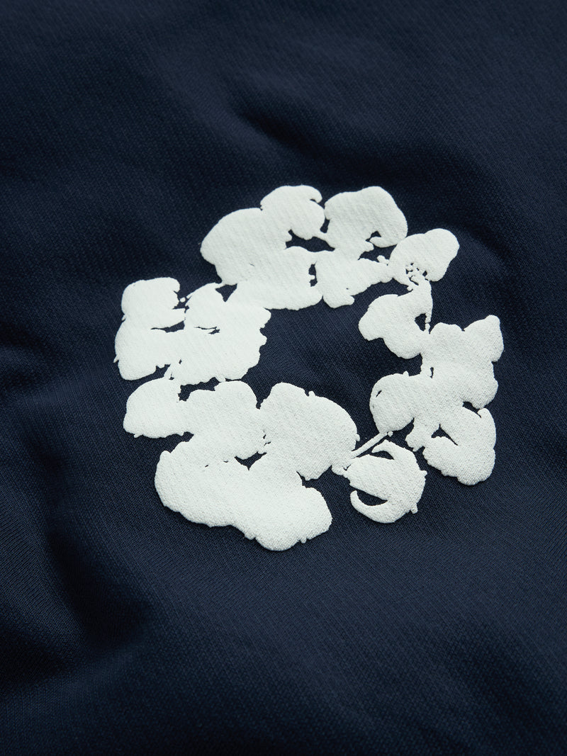 Cotton Wreath Hoodie Navy
