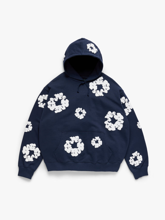 Cotton Wreath Hoodie Navy