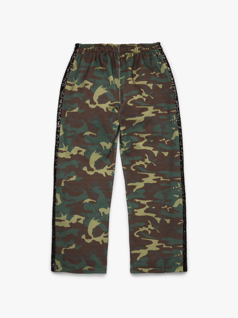 Camo Sequins Open Hem Sweatpant