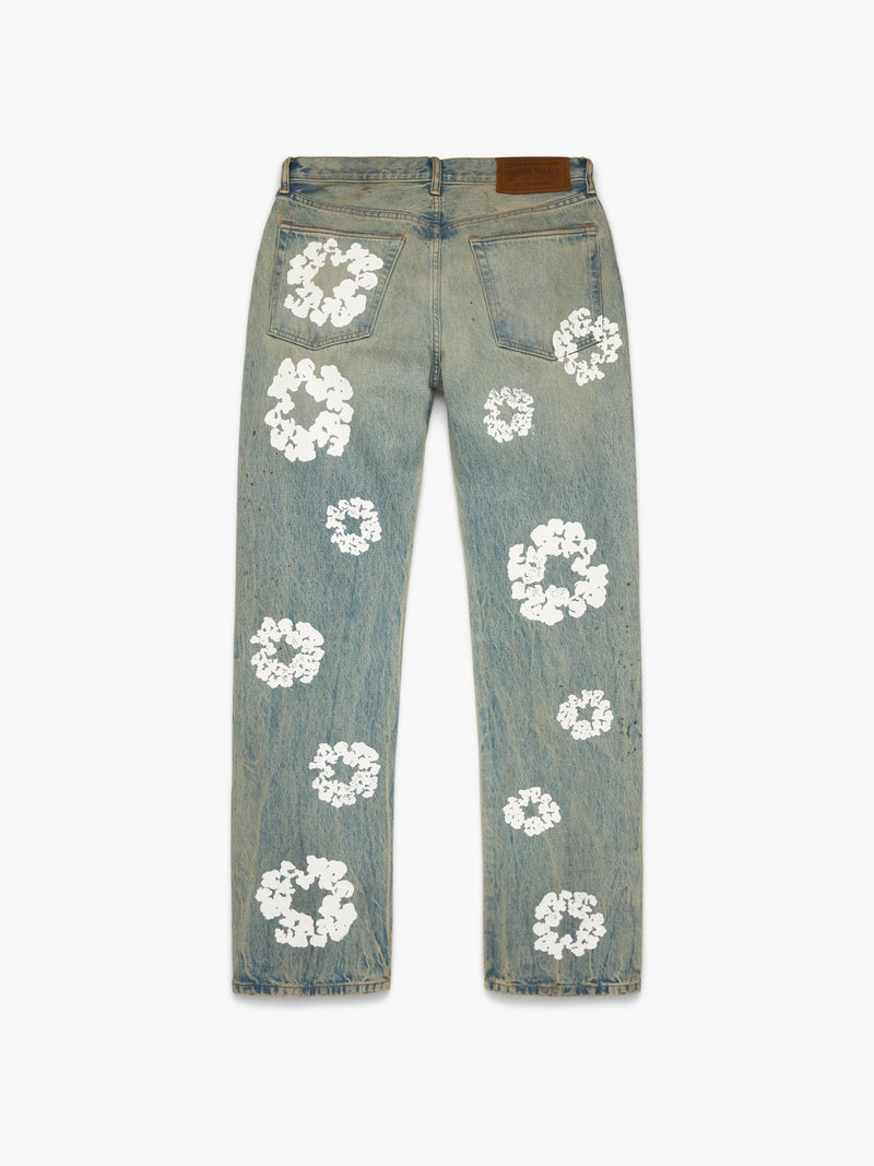 Straight Cotton Wreath Denim Pant Dirty Wash