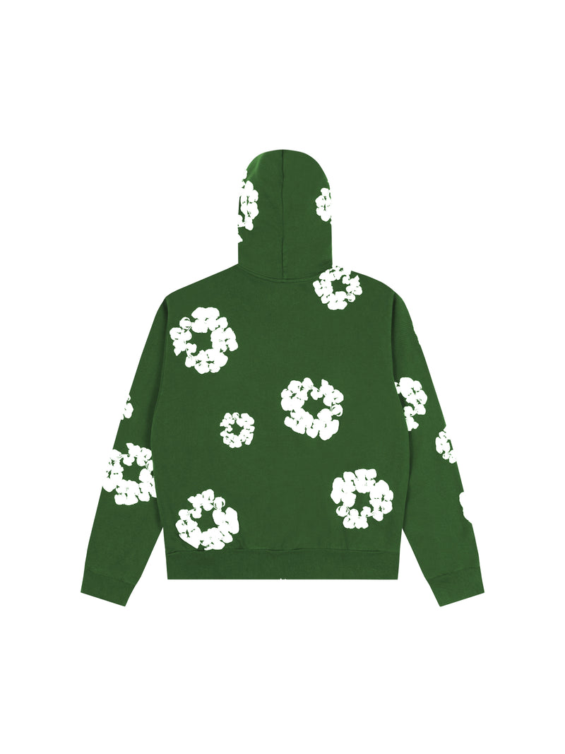 Cotton Wreath Zip Hoodie Green
